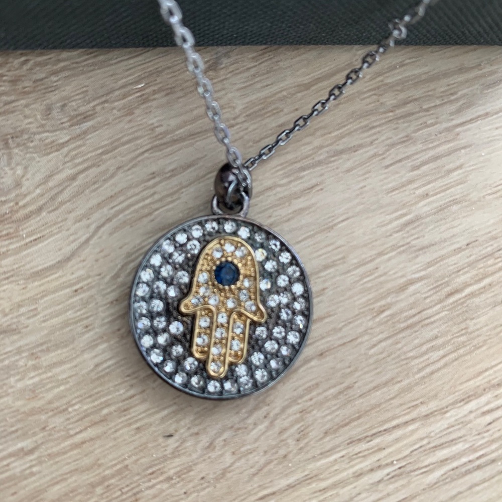 BCBGMAXAZRIA hamsa hand evil eye necklace